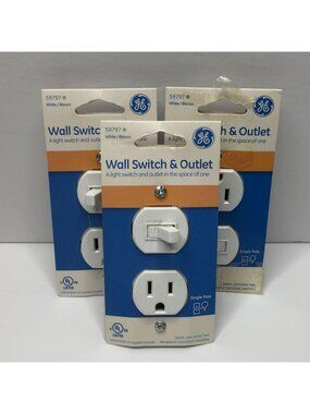 GE Wall Switch and Outlet Single Pole 15A White Set 3